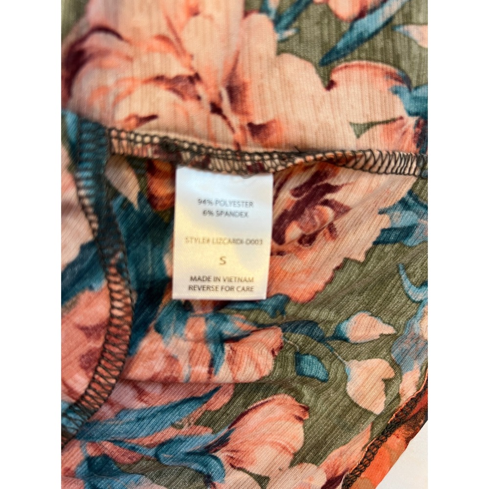 Dear Scarlett Olive Floral Open Front Cardigan Roll Tab Sleeve LIZCARDI-D003 S - Picture 6 of 7